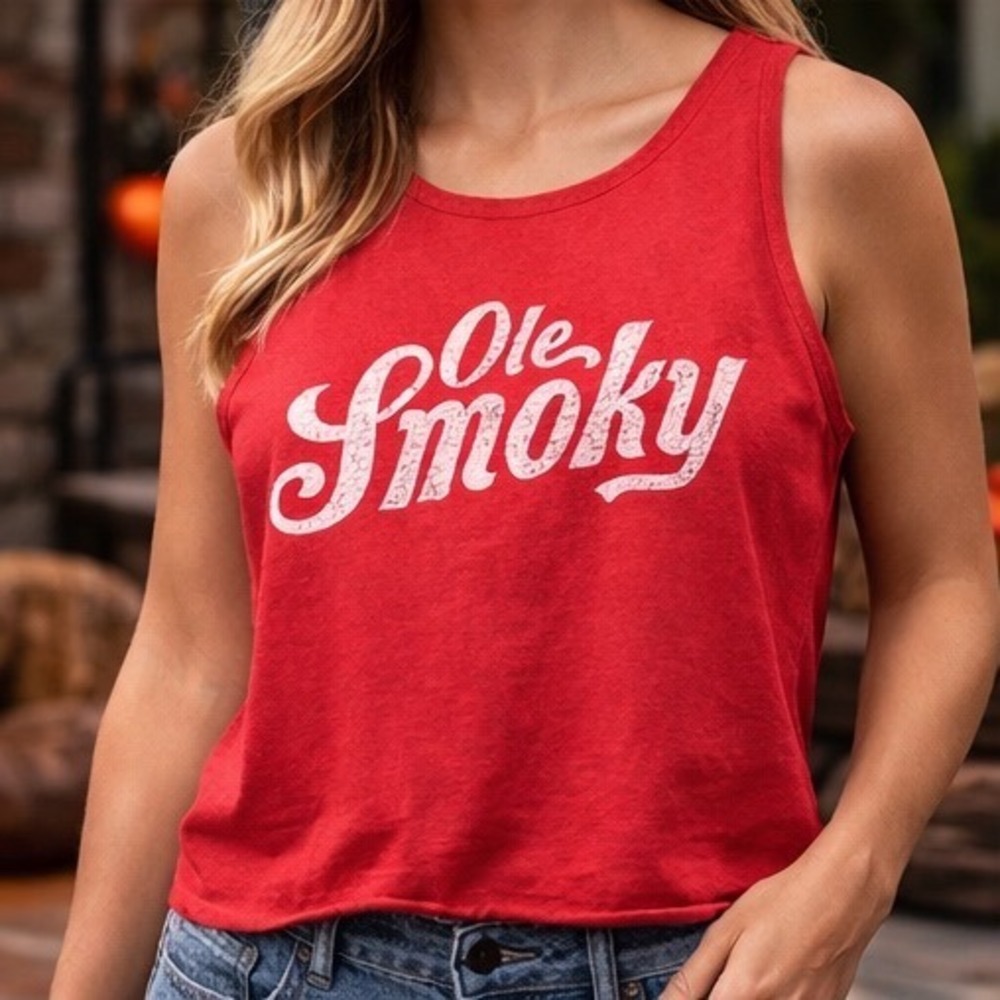 Ole Smoky Moonshine Women‎ Red Crop Tank Top Tennessee Distillery Graphic Medium